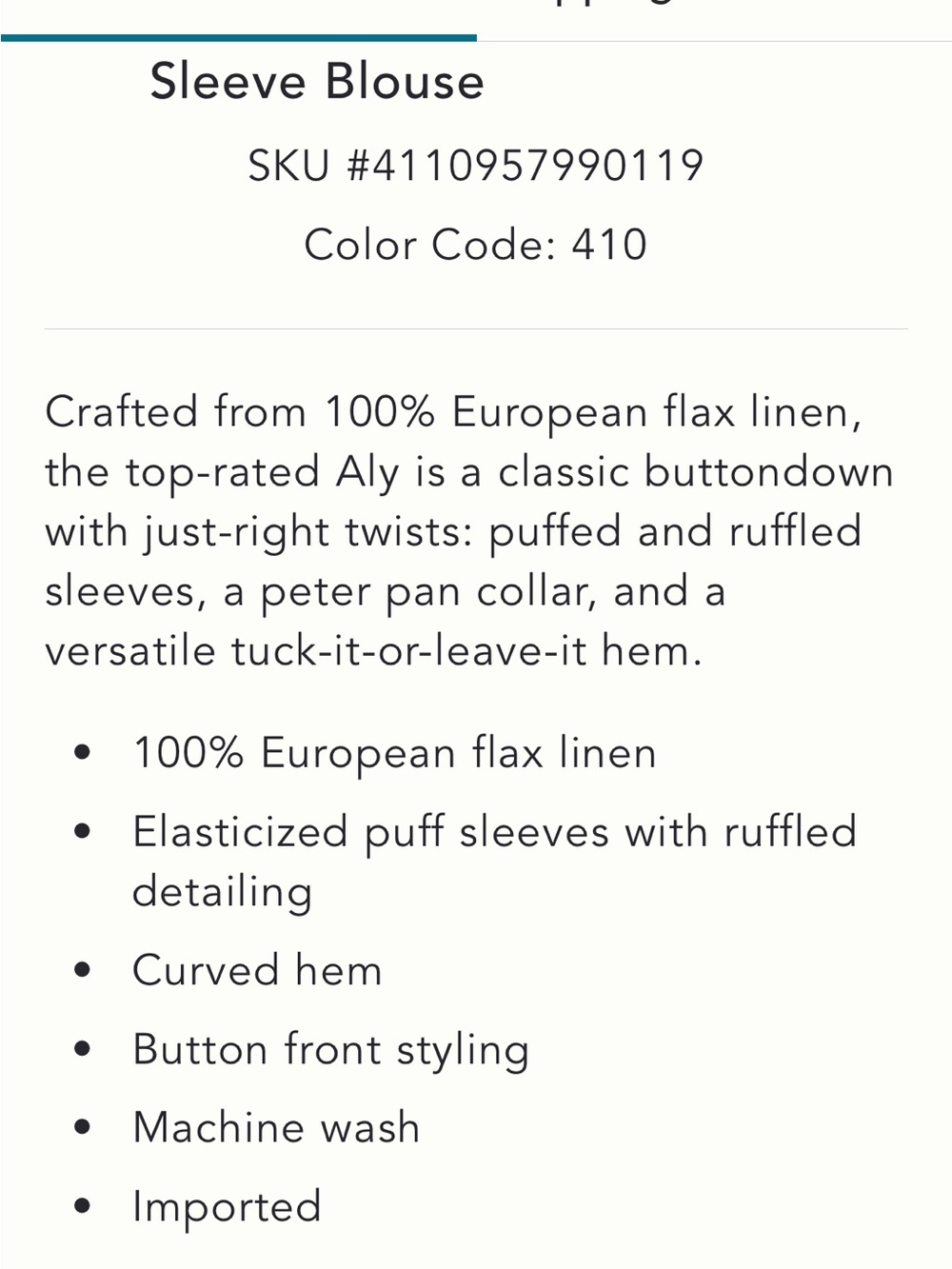 Pilcro Aly 100% Linen Puff Sleeve Blouse - Picture 8 of 9